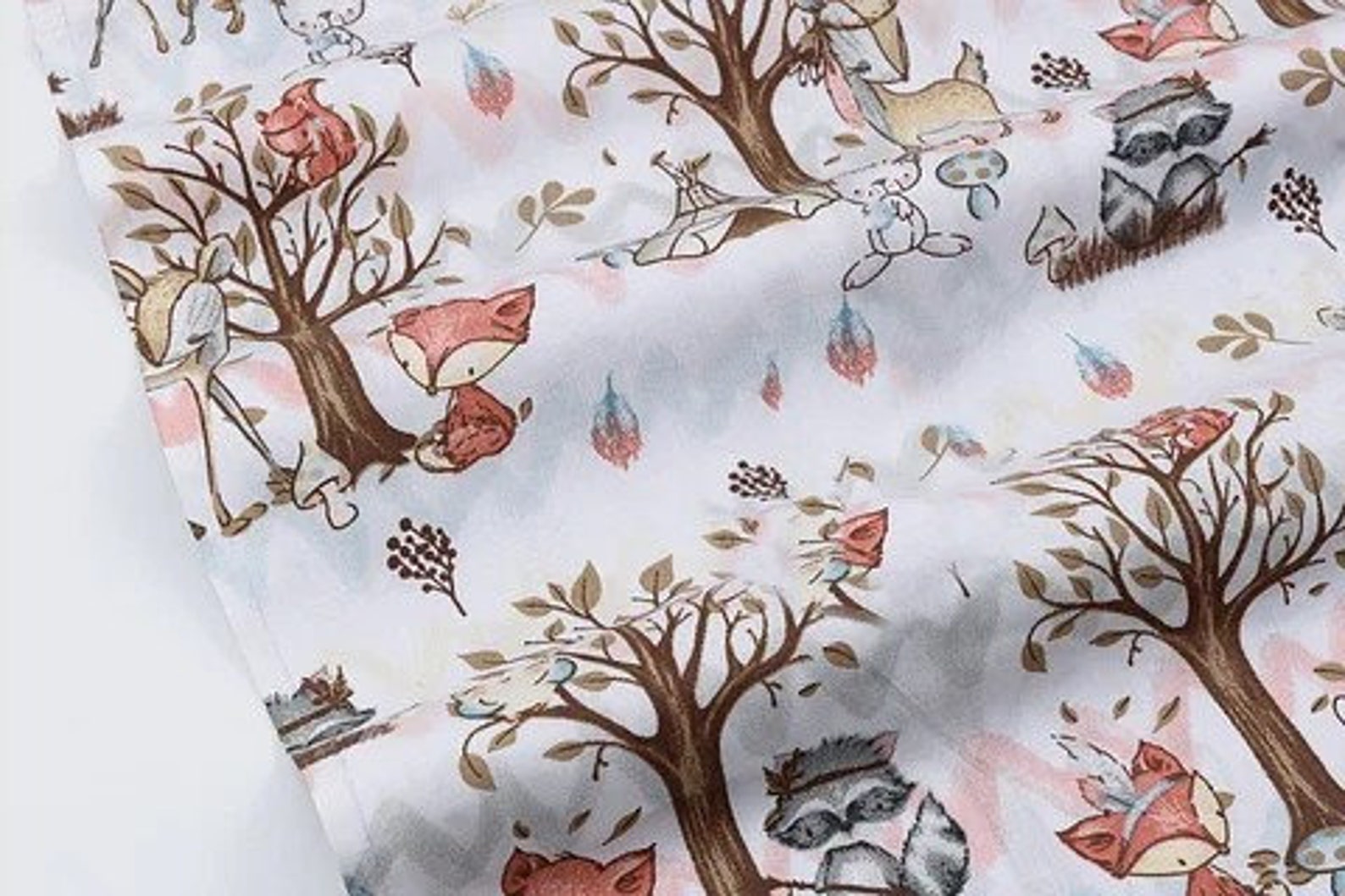 Boho woodland animal fabric by the yard Baby nursery decor Etsy