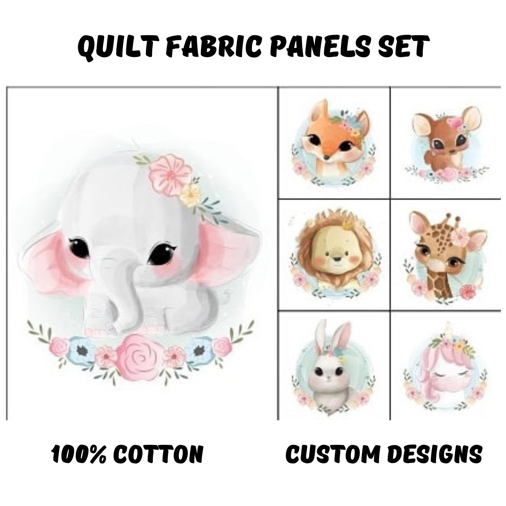 Baby Quilt Panel for Girl Child Fabric Panel Elephant Fabric Panel Unicorn Deer Fox Baby Quilt Fabric Etsy Canada