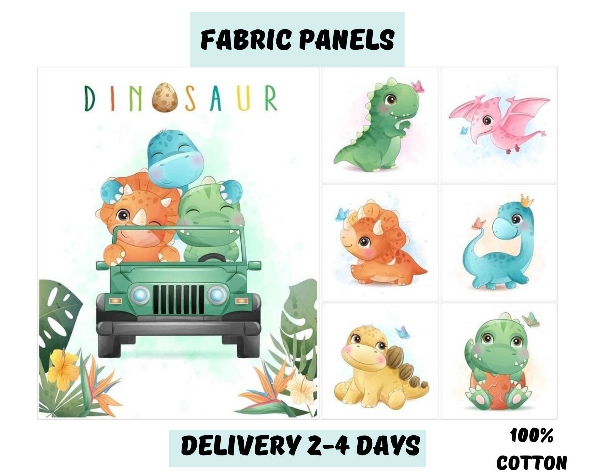 Dinosaur fabric panel for quilting Baby quilt panels fabric Etsy