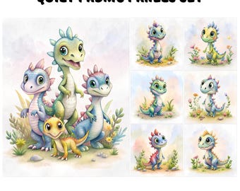 Dinosaur quilt fabric panels, Baby dino fabric for quilting, Cute dinosaur nursery, Baby blanket fabric