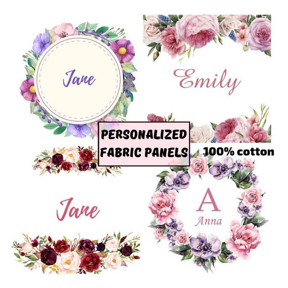 Watercolor Floral Fabric Panels Personalized Fabric for Etsy