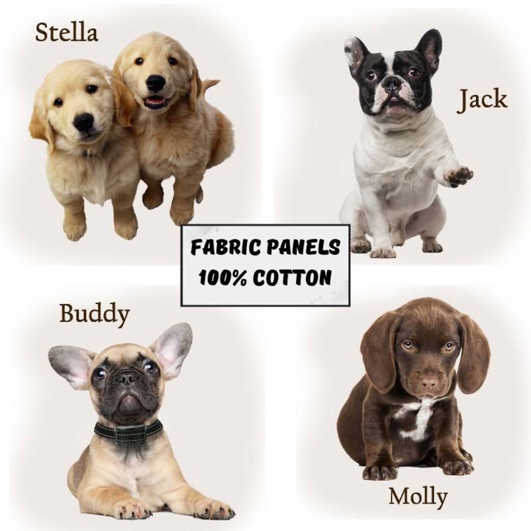 Personalized Dog Fabric Panel Dog Print Fabric Puppies Etsy