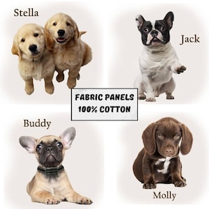 Personalized dog fabric panel,  Dog print fabric, Puppies fabric