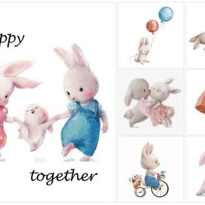 Hare baby quilting fabric, Baby fabric panels for quilts, Baby blanket fabric bunny