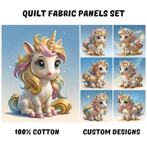 Einhorn Stoff Panels, Baby Mädchen Quilt Panel Stoffpaket, Regenbogen Einhorn Print Stoffpanele zum Quilten