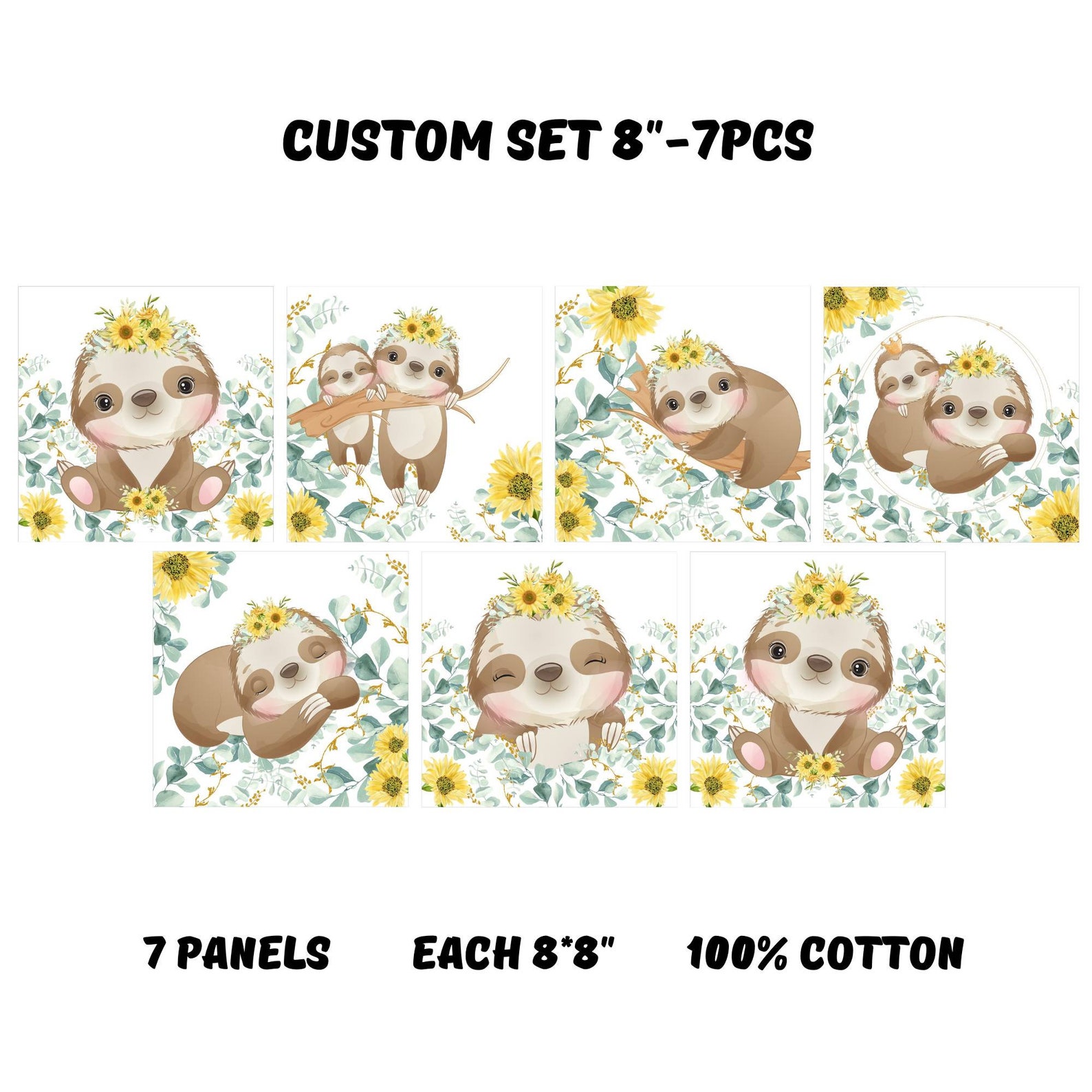 Sloth Baby Quilt Quilt Panel Sloth Panel Fabric With Etsy