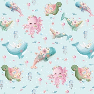 Ozean Stoffpanele zum Quilten, Walstoff Meterware, Baby Mädchen Quilt Stoffpaket