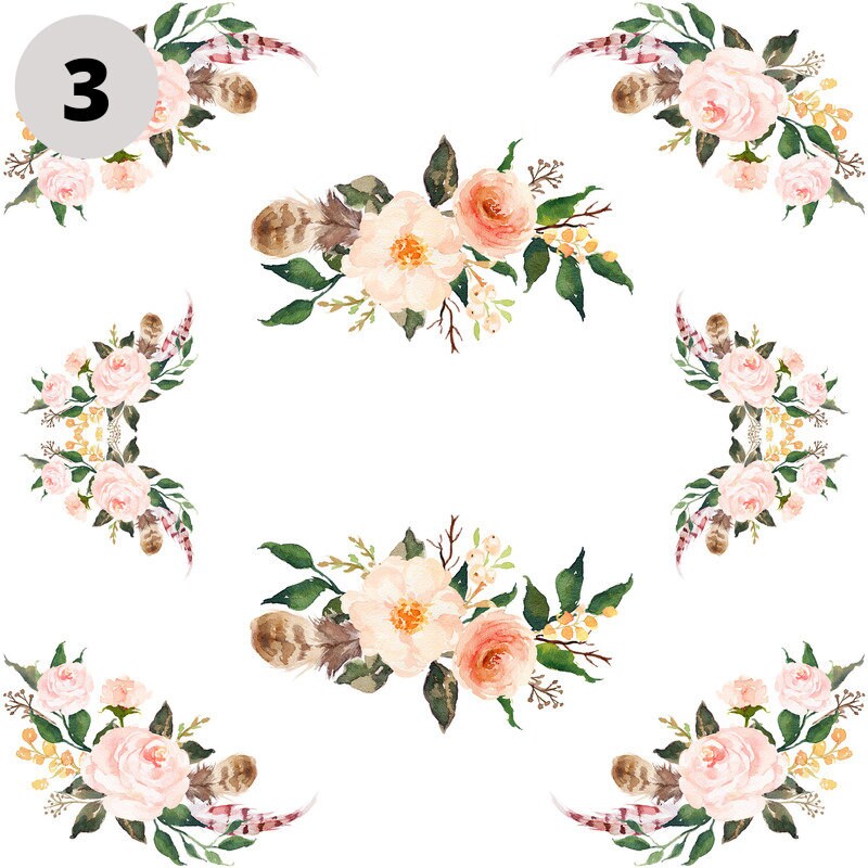 Boho Floral Fabric Panels for Quilting Custom Monogram Fabric Etsy