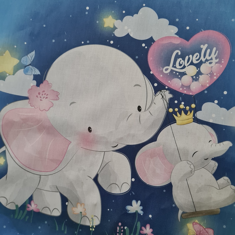 Baby Elephant Fabric Panel Baby Quilt Panels Fabric Baby Etsy