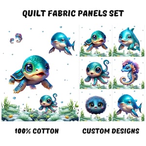 Schildkröten Quilt Stoffpanel, Ocean Stoffpanele zum quilten, Baby Mädchen Stoffdecke, Delfin, Oktopus, Wal Stoffpanel