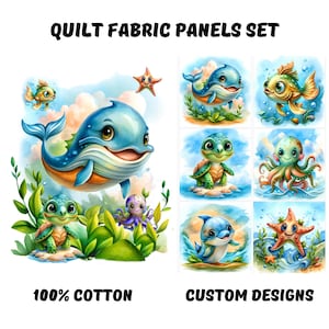 Wal Quilt Stoff Panels, Ocean nautic Stoff Panels zum quilten, Baby Mädchen Quilt Panel Stoffpaket, Delfin Stoffpanel