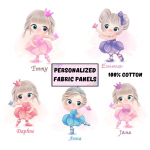 Pannello in tessuto per trapunte con ballerina per neonata, pannello per trapunta per neonata personalizzato, decorazione per cameretta bambina