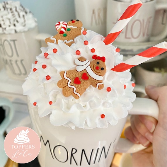 Mug Topper Faux Whipped Cream Christmas | Rae Dunn | Coffee bar | Tiered  Tray Decor | Fake Mug Toppers | Cream Toppers | Candy Cane