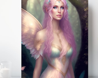 Forest Fairy Canvas Print, Wrapped Canvas, Fantasy Woman Wall Art, Ready to Hang