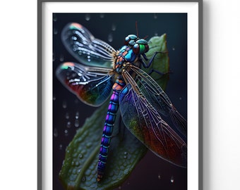 Colorful Dragonfly Poster, Matte Vertical Posters, Insect Wall Art, Nature Print