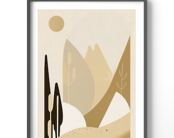 Boho Abstract Poster, Matte Vertical Posters, Minimalist Wall Art, Earth Tones Print