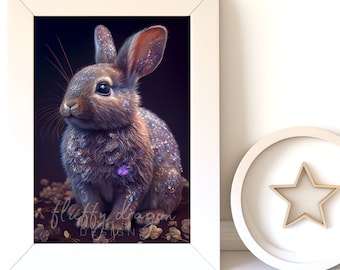 Bunny Wall Art - Cute Baby Animal Nursery Artwork, Digital Download Nursery Printable, Adorable Decor for Kids