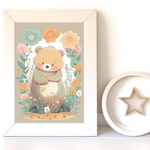 Baby Bear Art | Nursery Digital Download | Cute Bear Print for Kids Room Decor | Printable Artwork for Baby Shower Gift