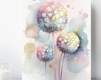 Dandelion Flowers Canvas Wall Art, Wrapped Canvas, Flower Art, Ready to Hang