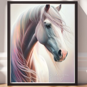 Horse Wall Art, Printable Art, Colorful Art Print, Fantasy Gift, Instant Download, Horse Gifts, Farmhouse Decor, Animal Painting, Animal Art