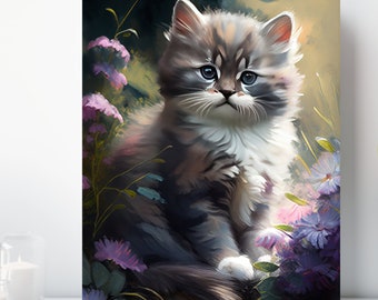 Baby Kitten Canvas Print, Wrapped Canvas, Cute Animal Nursery Wall Art, Ready to Hang