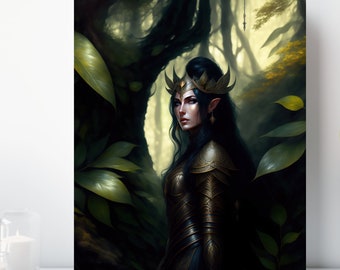 Elvish Queen Canvas Print, Wrapped Canvas, Fantasy Wall Art, Ready to Hang