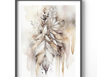 Abstract Poster | Boho Matte Vertical Wall Art | Beige Earth Tones Print for Home Decor & Aesthetic Room Decoration