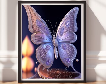 Digital Download |  Bejeweled Butterfly v6 | Printable Art | Digital Print Wall Art | Digital Wall Art | Digital Paintings | AI Art Prints