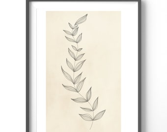 Floral Line Art Poster, Matte Vertical Posters, Abstract Wall Art,  Flower Print