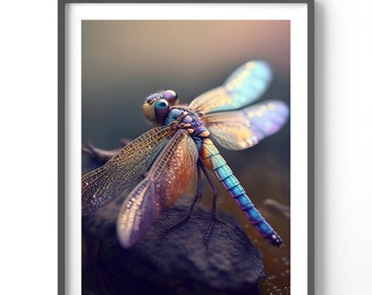 Colorful Dragonfly Poster, Matte Vertical Posters, Insect Wall Art, Nature Print