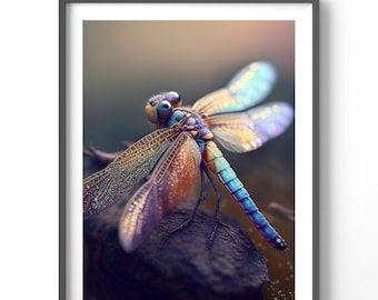 Dragonfly Poster | Colorful Insect Wall Art | Matte Vertical Nature Print for Home Decor | Perfect Gift
