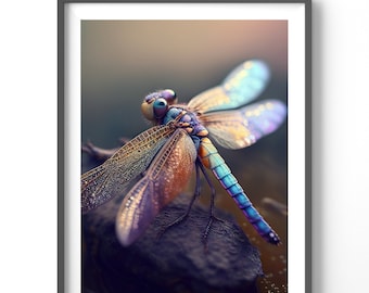 Colorful Dragonfly Poster, Matte Vertical Posters, Insect Wall Art, Nature Print