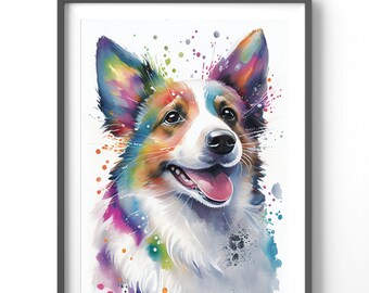 Colorful Corgi Poster, Matte Vertical Posters, Animal Wall Art, Watercolor Dog Print