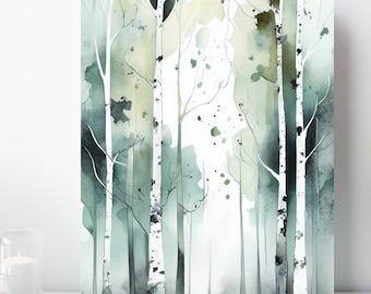 Birch Trees Canvas Wall Art, Wrapped Canvas, Nature Art, Ready to Hang