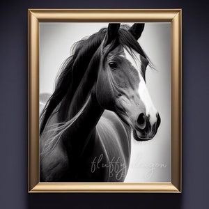Digital Download Black Horse V1 Printable Art Digital Prints Wall Art ...