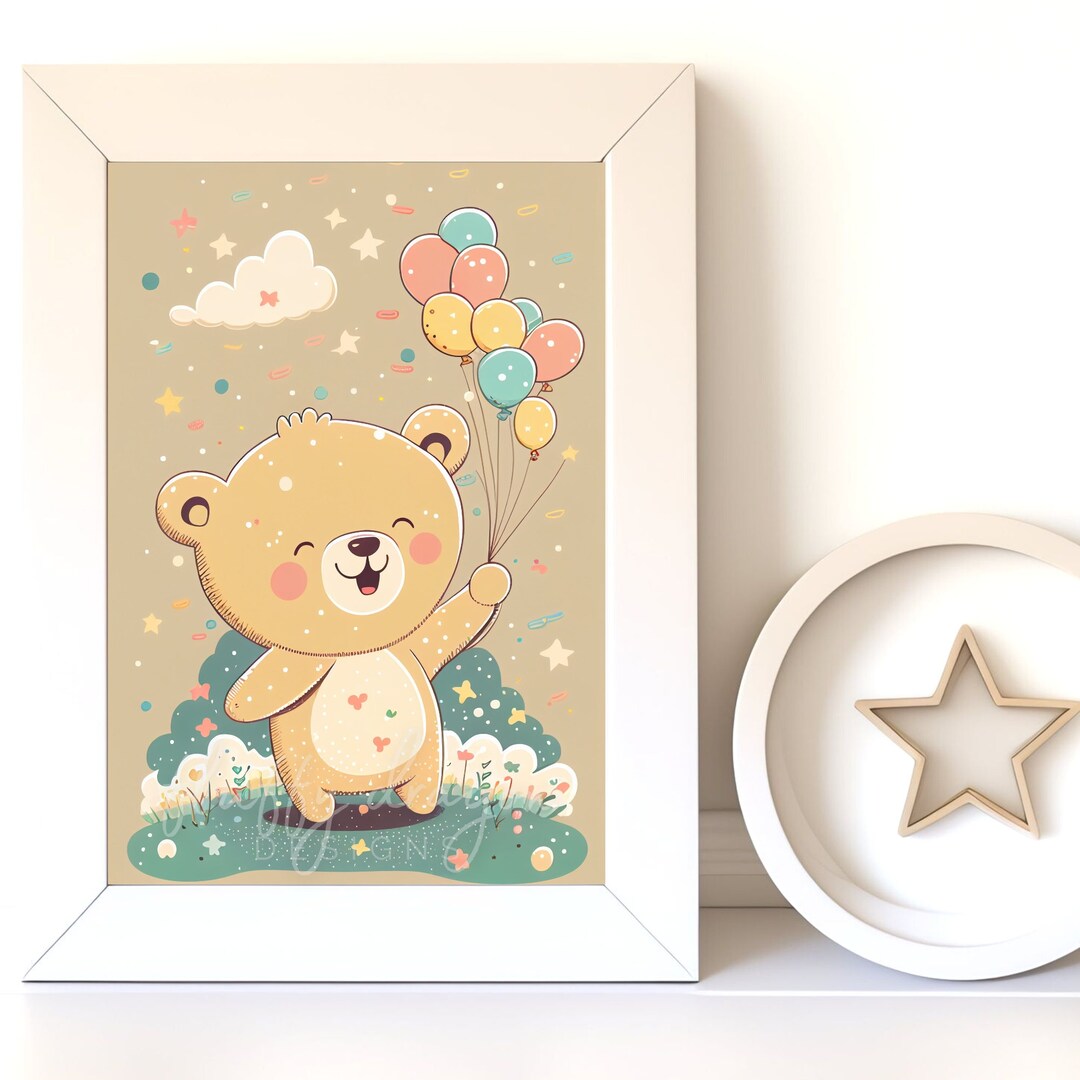 Digital Download Baby Bear V4 Printable Art Digital Print Wall Art Art ...