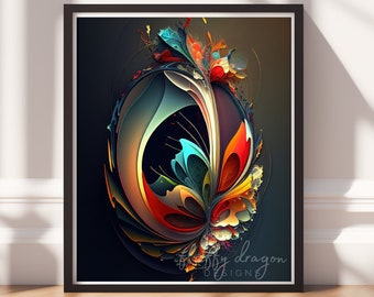 Colorful Swirl Abstract Art Print, Modern Digital Download, Vibrant Wall Decor, Contemporary Home Art