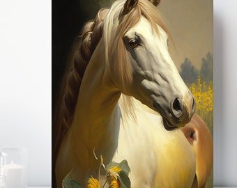 Blonde Horse Canvas Wall Art, Wrapped Canvas, Equestrian Art, Ready to Hang