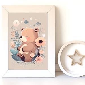 Bear Cub Print - Nursery Wall Art, Instant Download, Cute Animal Decor for Kids Room, Digital Art Print