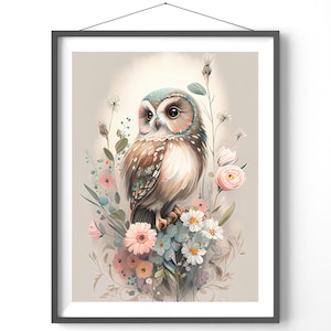 Garden Owl Poster, Matte Vertical Posters, Animal Wall Art, Owl Lover Print