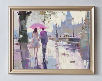 London Digital Art Print, Big Ben Pastel Wall Art, Romantic Decor for Home, Unique London Skyline Decor, Perfect Gift for Travelers