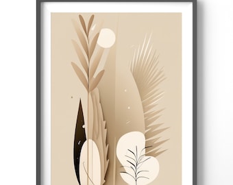 Boho Abstract Poster, Matte Vertical Posters, Minimalist Wall Art, Earth Tones Print