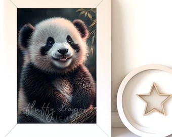 Digital Download |  Baby Panda v1 | Printable Art | Digital Prints Wall Art | Art Print | Digital Painting | AI Art Prints | Watercolor Art