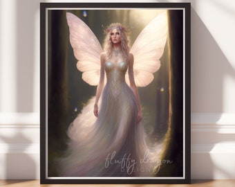 Forest Fairy v4, Digital Painting Art, Instant Download, Printable Decor, Fairy Art, Magical Decor, Instant Print