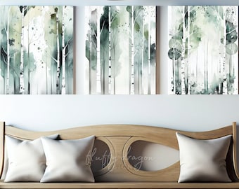 Forest Birch Tree Art Download Set | 3 Digital Prints | Nature Wall Art | Rustic Home Decor | Instant Download Decor