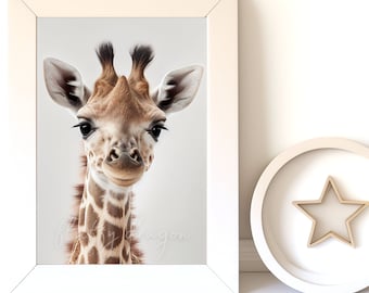 Baby Giraffe Nursery Digital Art | Cute Animal Wall Art for Baby Room Decor | Print & Frame for Children's Space