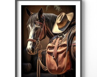 Country Western Poster - Matte Vertical Wall Art, Cowboy & Wild West Print for Home Decor, Rustic Style Decor