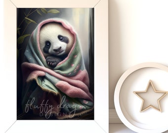 Digital Download |  Baby Panda v10 | Printable Art | Digital Prints Wall Art | Art Print | Digital Painting | AI Art Prints | Watercolor Art