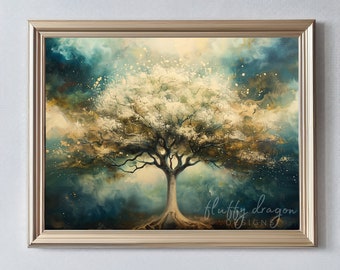 Yggdrasil Artwork | Mystical Tree Art, Printable Fantasy Decor, Digital Download for Home & Office Wall Art