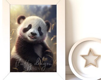 Cute Baby Panda Digital Art Print | Panda Download for Nursery Wall Art | Adorable Wall Decor for Kids' Rooms